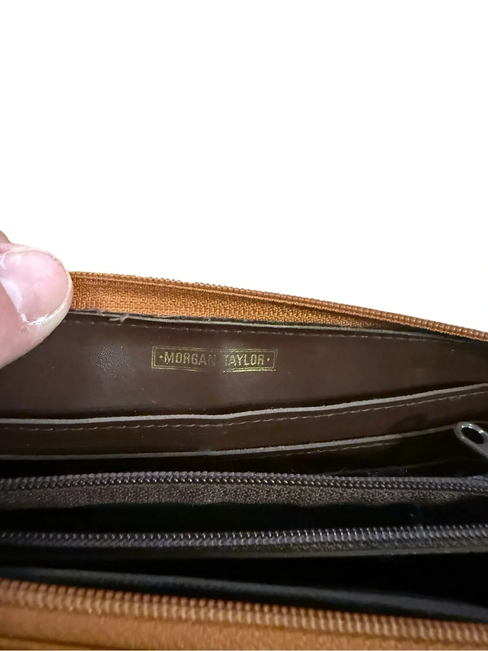 Morgan Taylor Tan Pebbled Leather Zip Wallet